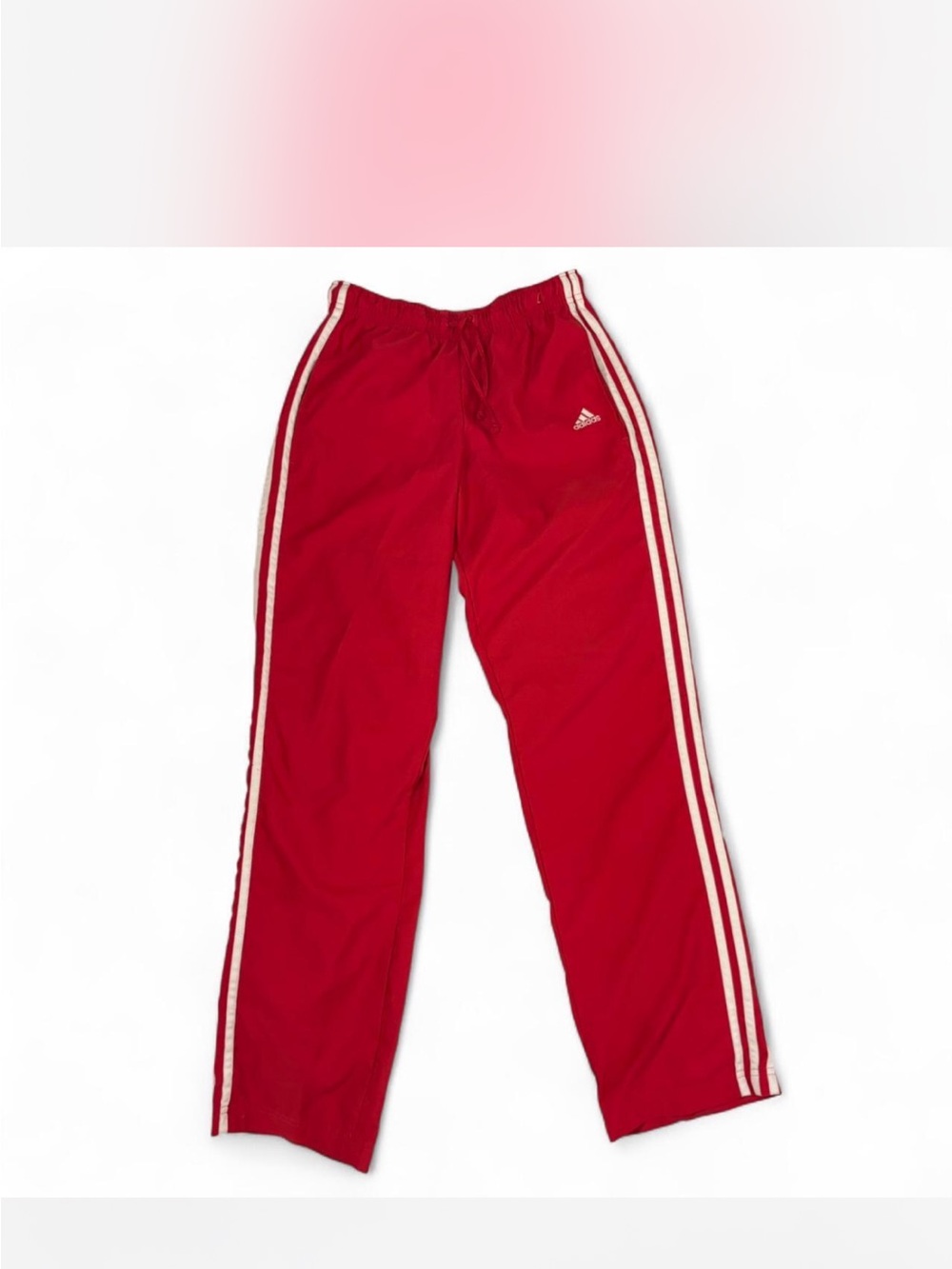 adidas Red Track Pants with White Triple Stripes